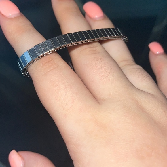 Y2K vintage sterling silver stretch bracelet with 18K gold hearts and circles - Picture 5 of 6